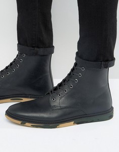 Черные кожаные ботинки на шнуровке с камуфляжной подошвой ASOS - Черный