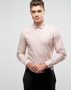 Розовая эластичная оксфордская рубашка узкого кроя в строгом стиле ASOS - Розовый