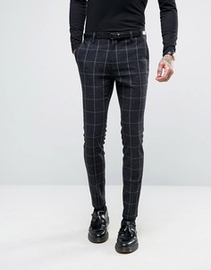 Супероблегающие брюки в темно-синюю клетку ASOS - Темно-синий