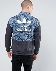 Черная куртка на молнии adidas Originals - Синий