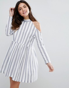 Хлопковое свободное платье в полоску ASOS - Мульти