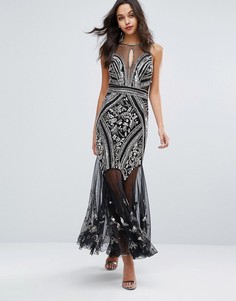 Сетчатое платье макси с декоративной отделкой Miss Selfridge - Мульти