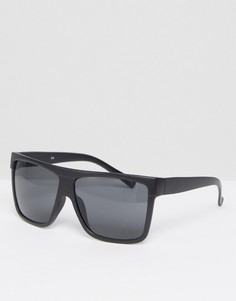 Солнцезащитные очки в черной матовой оправе с плоским верхом Quay Flatbrow - Черный