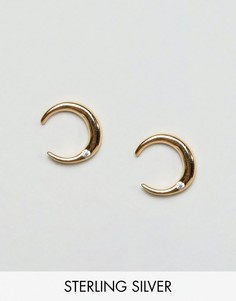 Позолоченные серьги-гвоздики с полумесяцем ASOS - Золотой