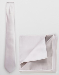 Комплект из галстука и платка для нагрудного кармана ASOS - Серый