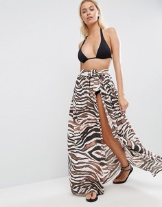 Пляжная юбка-саронг с принтом зебры ASOS - Мульти