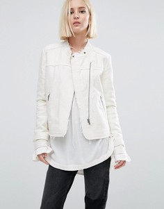 Белая джинсовая куртка без воротника Pepe Jeans Iren - Белый