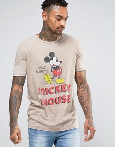 Футболка с винтажным принтом ASOS Mickey Mouse Walt Disney - Розовый