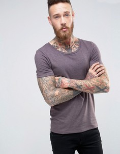 Фиолетовая меланжевая футболка с глубоким вырезом ASOS - Фиолетовый