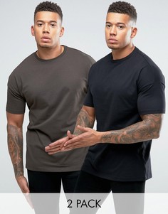 2 длинных оversize-футболки (черный/хаки) ASOS - СКИДКА - Мульти