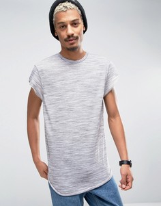 Серая длинная футболка с асимметричным краем и короткими рукавами ASOS - Серый