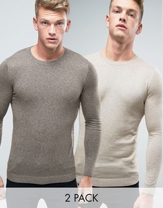 2 обтягивающих джемпера (хаки/бежевый) ASOS - СКИДКА - Мульти