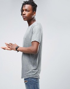 Серая фактурная футболка удлиненного кроя ASOS - Серый