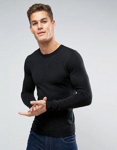 Черный обтягивающий джемпер из хлопка ASOS - Черный
