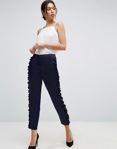Узкие брюки с оборкой ASOS - Темно-синий