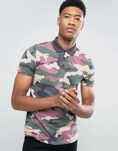 Футболка-поло с камуфляжным принтом ASOS - Зеленый