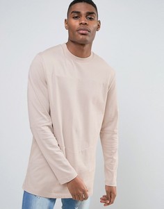 Плотный трикотажный лонгслив со вставками ASOS - Розовый
