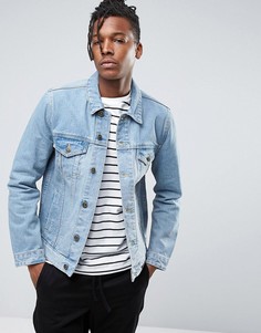 Синяя выбеленная джинсовая куртка узкого кроя ASOS - Синий