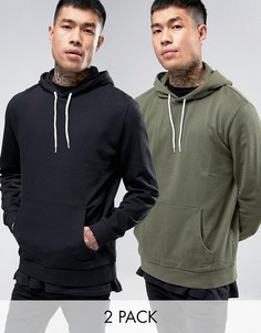 2 худи (черный, хаки) ASOS - СКИДКА - Мульти