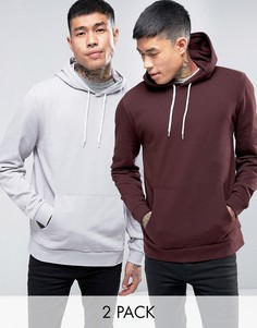 2 худи (серый/темно-красный) ASOS - СКИДКА - Мульти