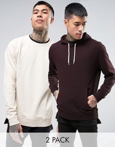 Набор из 2 предметов - бордовое худи и бежевый свитшот ASOS - СКИДКА - Мульти