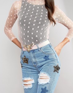 Эластичный ремень на талию с осой ASOS - Розовый