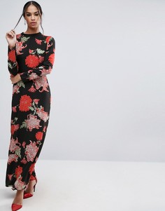 Платье макси с длинными рукавами и цветочным принтом ASOS - Мульти
