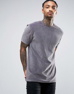 Длинная футболка из плотного бархата ASOS - Серый