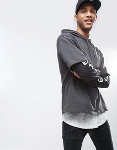 Oversize-худи с двухслойными рукавами с принтом ASOS - Черный