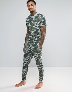 Джоггеры скинни с камуфляжным принтом ASOS - Зеленый
