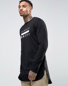 Длинный лонгслив с принтом цифр ASOS - Черный