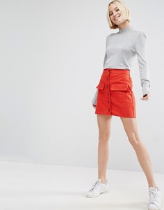 Мини-юбка на пуговицах ASOS - Красный