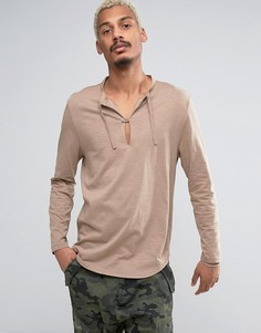 Длинный лонгслив с завязкой у горловины ASOS - Коричневый