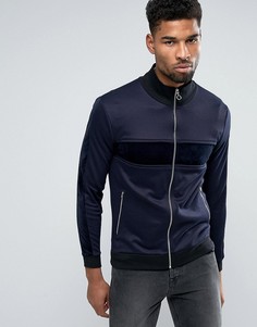 Трикотажная спортивная куртка со вставками из велюра ASOS - Темно-синий