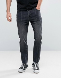 Черные выбеленные укороченные джинсы с необработанными краями ASOS - Черный