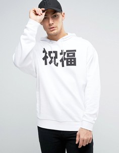 Oversize-худи с принтом ASOS - Белый