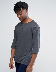 Oversize-футболка в полоску с рукавами 3/4 ASOS - Темно-синий