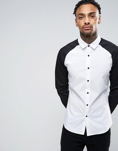 Приталенная рубашка с рукавами реглан ASOS - Белый