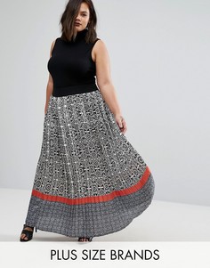 Плиссированная юбка макси с принтом Elvi Plus - Мульти