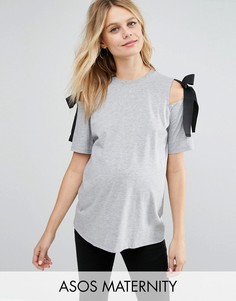 Топ для беременных с открытыми плечами и завязками ASOS Maternity - Серый