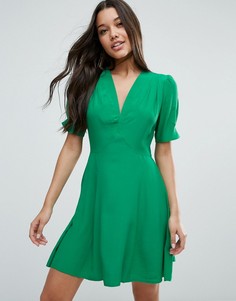 Чайное платье мини в стиле 40-х ASOS - Зеленый