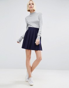 Короткая расклешенная юбка из плиссированного трикотажа ASOS - Темно-синий