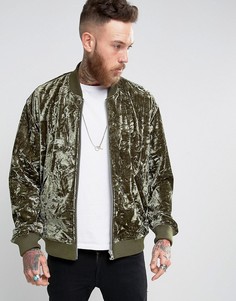 Бархатная куртка-пилот цвета хаки ASOS - Зеленый