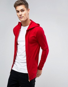 Красное обтягивающее худи на молнии удлиненного кроя ASOS - Красный