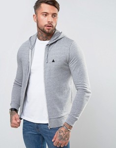 ASOS Zip Up Hoodie In Grey Marl With Logo - Серый