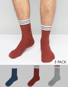 Набор из 3 пар толстых носков с отворотом ASOS - Мульти