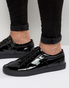 Черные лакированные кроссовки на шнуровке ASOS - Черный
