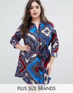 Платье-рубашка с платочным принтом AX Paris Plus - Синий