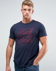 Футболка с принтом логотипа Jack &amp; Jones - Темно-синий
