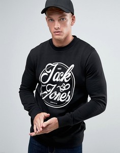 Свитшот с круглым вырезом и логотипом Jack &amp; Jones - Черный